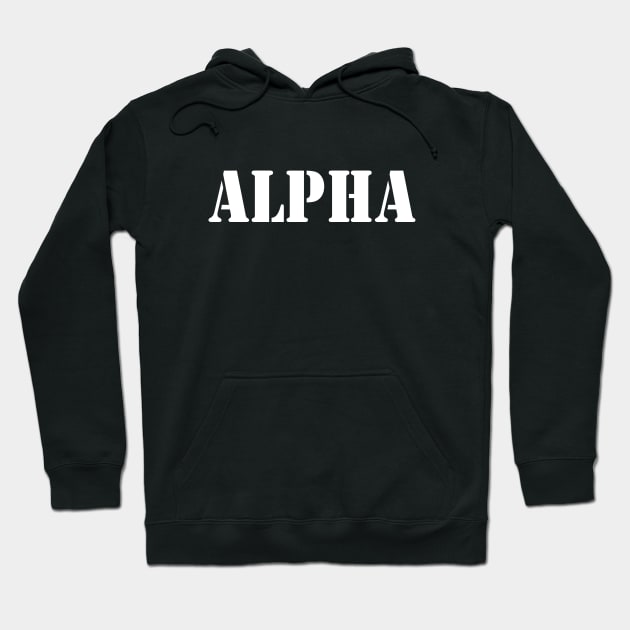 Alpha in white font, military style Hoodie by Ghostmooner